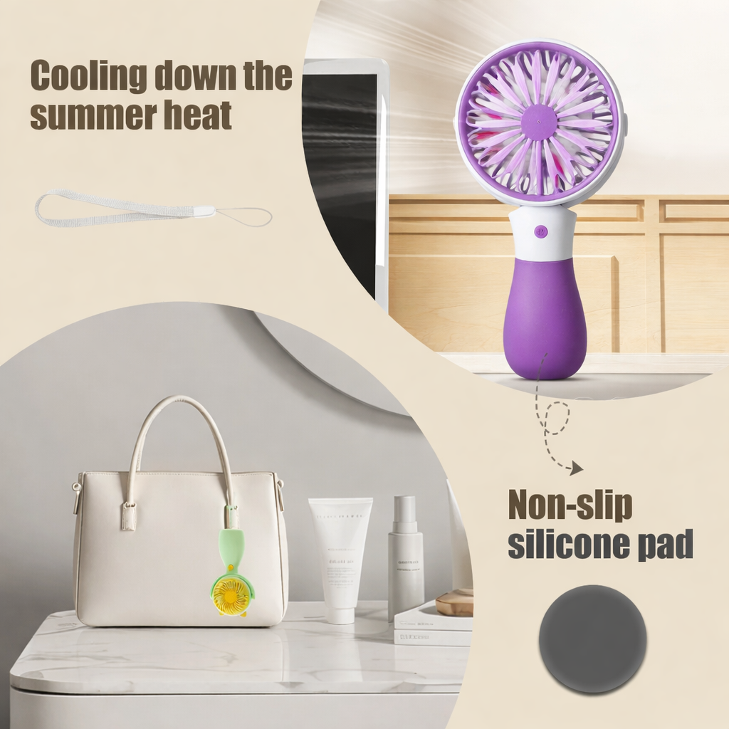 Nuvito Portable Mini Hand Fan | USB Rechargeable | 3 Speed Cooling | Compact & Lightweight