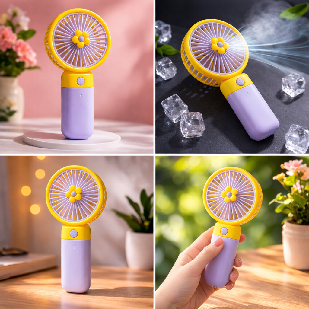 Nuvito Portable Mini Hand Fan | USB Rechargeable | 3 Speed Cooling | Compact & Lightweight